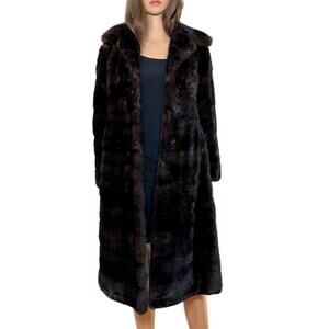 VINTAGE Unbranded Women's Size S Dark Brown Ribbed Genuine Mink Coat
